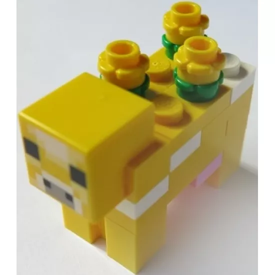 Minecraft Cow, Moobloom - Brick Built