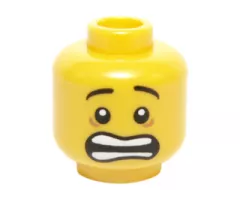 Minifigure, Head Mouth Open Scared, White Pupils and Raised Eyebrows Pattern