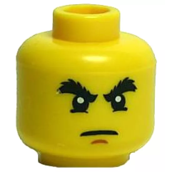 Minifigure, Head Black Bushy Eyebrows, Lower Eyelids, Medium Nougat Chin Dimple, Stern Pattern