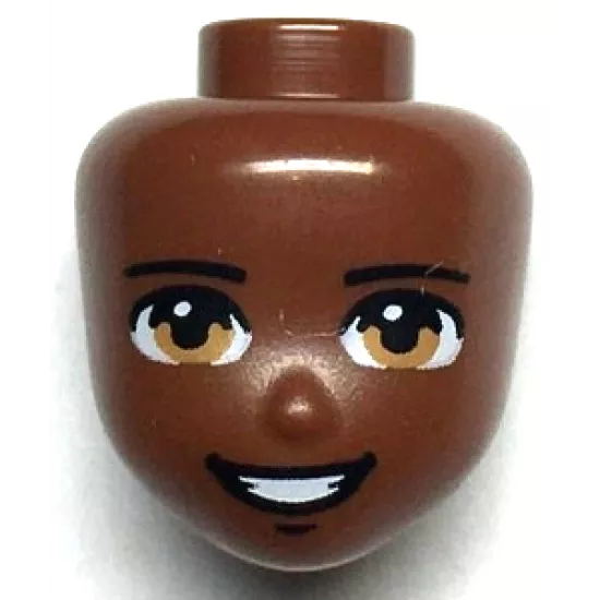 Mini Doll, Head Friends with Dark Tan Eyes, Black Eyebrows and Open Mouth Smile Pattern