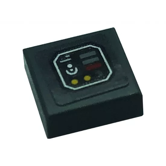 Tile 1 x 1 with Lever, Yellow Buttons, Red and Light Bluish Gray Rectangles Pattern (Sticker) - Set 76161
