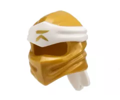 Minifigure, Headgear Ninjago Wrap Type 4 with Molded White Headband and Printed Gold Ninjago Logogram 'R' Pattern