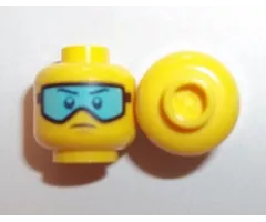 Minifigure, Head Glasses with Medium Azure Ski Goggles and Slight Frown Pattern