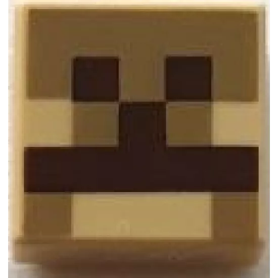 Tile 1 x 1 with Pixelated Dark Brown and Dark Tan Pattern (Minecraft Camel Nose and Mouth)
