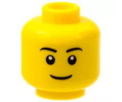 Minifigure, Head Black Eyebrows, Thin Grin, Black Eyes with White Pupils Pattern