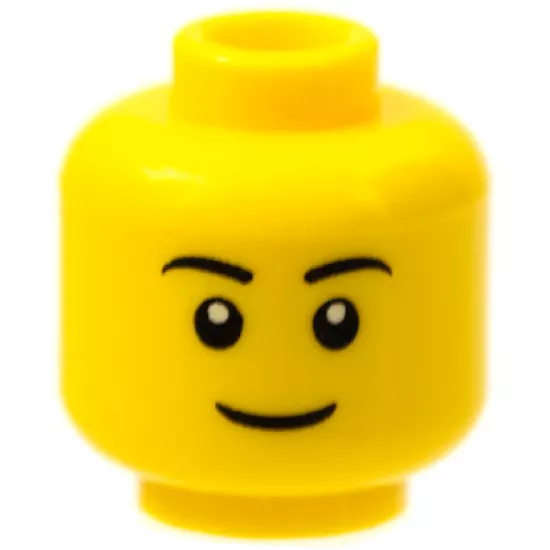 Minifigure, Head Black Eyebrows, Thin Grin, Black Eyes with White Pupils Pattern