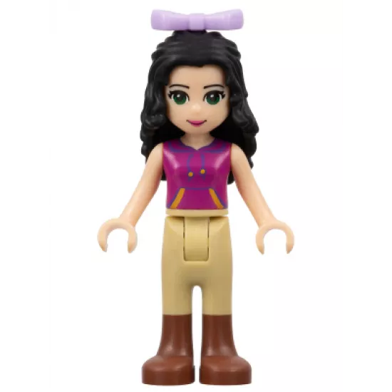 Friends Emma, Tan Riding Pants, Magenta Top with Yellow and Dark Purple Trim, Lavender Bow