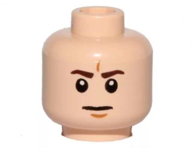 Minifigure, Head Dark Brown Eyebrows, Medium Nougat Chin Dimple, Furrowed Brow, Neutral Pattern
