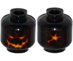 Minifigure, Head Alien Lava Monster with Yellow and Orange Eyes and Mouth, Dark Red Cracks Pattern