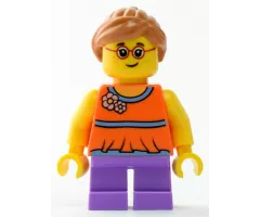 Girl with Orange Top and Medium Lavender Legs