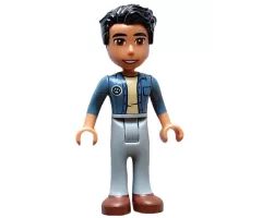 Friends Dr. Marlon - Sand Blue Unbuttoned Shirt, Light Bluish Gray Trousers, Reddish Brown Shoes