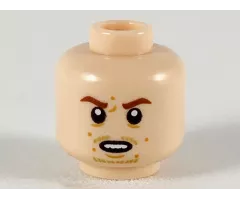 Minifigure, Head Reddish Brown Eyebrows, Dark Orange Spots, Medium Nougat Goatee Stubble Pattern