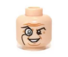 Minifigure, Head Glasses with Monocle, Raised Right Eyebrow, Wrinkles, Smile Pattern (Penguin)