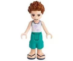 Friends Ethan, Dark Turquoise Shorts, White Top with Palm Trees