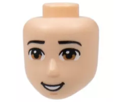 Mini Doll, Head Friends Male Large with Black Eyebrows, Medium Nougat Eyes, Smile with Teeth Pattern