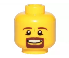 Minifigure, Head Male Brown Beard and Eyebrows, Goatee, Pupils, Teeth Pattern