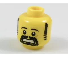 Minifigure, Head Black Eyebrows, Sideburns and Goatee, Scared Pattern