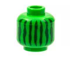 Minifigure, Head without Face with Dark Green Irregular Vertical Lines Pattern (Watermelon)