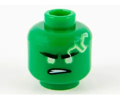 Minifigure, Head Yellowish Green Eyes and Spinjitzu Burst Electricity with Lopsided Frown Pattern (Lloyd)
