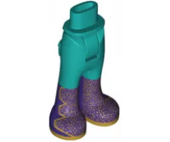 Mini Doll Hips and Trousers with Back Pockets with Dark Purple Boots with Gold Speckles and Soles Pattern - Thick Hinge