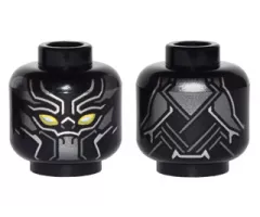 Minifigure, Head Mask with White and Yellow Eye Holes, Dark Silver Armor Plates, Dark Bluish Gray and Silver Trim Pattern