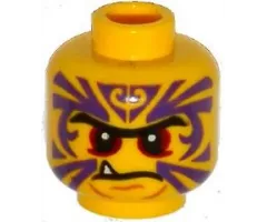 Minifigure, Head Black Eyebrows, Red Eyes, Purple Tattoo, Fang Pattern