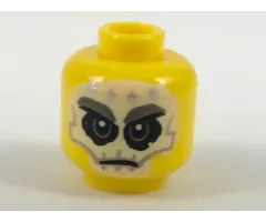 Minifigure, Head White Full Face Skull Tattoo, 4 Silver Stars on Forehead Pattern