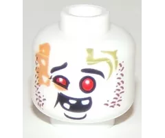 Minifigure, Head Alien Ninjago Red Eyes, Dark Red Rash, Missing Teeth, Goofy Expression Pattern