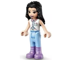 Friends Emma, Blue Riding Pants, White Collared Shirt, Black Hair