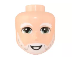 Mini Doll, Head Friends Male Large with White Eyebrows and Beard, Sand Green Eyes, Smile with Teeth Pattern