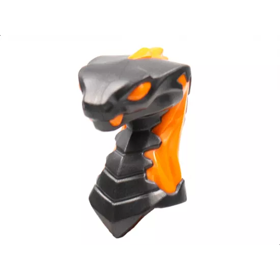 Minifigure, Head, Modified Snake, Cobra with Closed Mouth with Orange Eyes and Flames Pattern