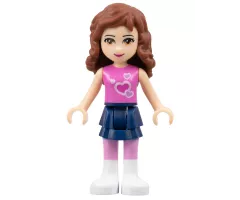 Friends Olivia, Dark Blue Layered Skirt, Dark Pink Top with Hearts