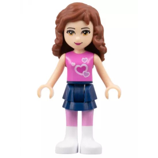 Friends Olivia, Dark Blue Layered Skirt, Dark Pink Top with Hearts