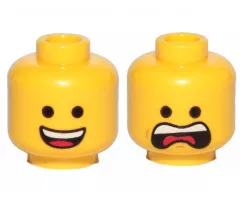 Minifigure, Head Dual Sided Open Smile with Tongue / Open Mouth Scream Pattern (Emmet)
