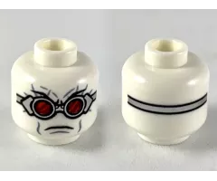 Minifigure, Head Silver Goggles with Red Lenses, Frown Pattern