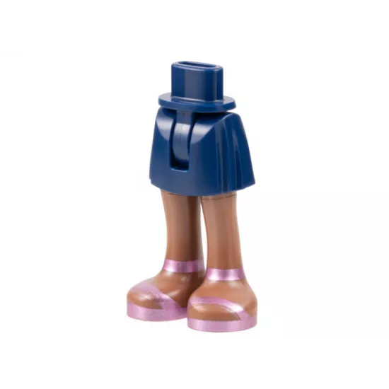 Mini Doll Hips and Skirt with Molded Medium Brown Legs and Printed Metallic Pink Sandals Pattern - Thin Hinge