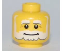 Minifigure, Head Beard White, Bushy Eyebrows, Smile, White Pupils Pattern