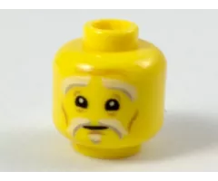 Minifigure, Head White and Gray Eyebrows and Goatee, Dark Orange Wrinkles, Concerned Expression Pattern (Sensei Wu)