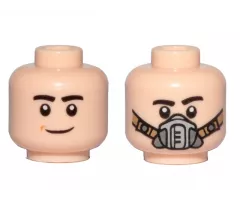Minifigure, Head Dual Sided Black Eyebrows, Smile / Pilot Breathing Mask Pattern