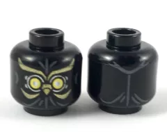 Minifigure, Head Alien with Yellow Eyes with Gold Swirls and Owl Beak Pattern
