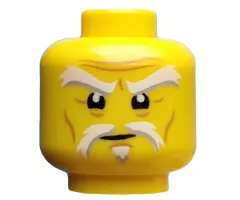 Minifigure, Head White and Gray Raised Eyebrows and Goatee, Medium Nougat Wrinkles, Concerned Expression Pattern (Sensei Wu)