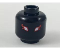 Minifigure, Head Alien with White Eyes with Red Flames Pattern