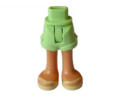 Mini Doll Hips and Shorts Folded Hem with Molded Nougat Legs and Printed Bright Light Yellow Sandals with V-Shaped Straps Pattern - Thin Hinge