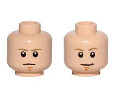Minifigure, Head Dual Sided Dark Tan Eyebrows, Chin Dimple, White Pupils, Stern / Smile Pattern (SW Luke Skywalker)