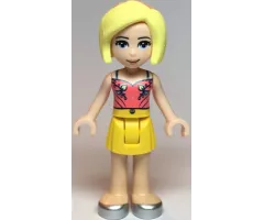Friends Roxy, Coral Halter Top with Bright Light Green Leaves, Yellow Skirt, Silver Shoes