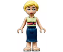 Friends Marisa, Dark Blue Skirt, Yellowish Green Shirt with Coral Belt, Silver Sandals 