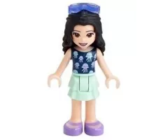 Friends Emma, Light Aqua Layered Skirt, Dark Blue Top with Jellyfish, Trans-Purple Sunglasses