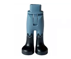 Mini Doll Hips and Trousers with Back Pockets with Molded Black Lower Legs / Boots and Printed Silver Wavy Lines Pattern - Thin Hinge