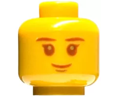 Minifigure, Head Child Reddish Brown Eyebrows and Mouth, Pearl Gold Pupils, Grin Pattern