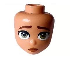 Mini Doll, Head Friends with Reddish Brown Eyebrows, Olive Green Eyes, Dark Orange Lips, and Sad Closed Mouth Pattern